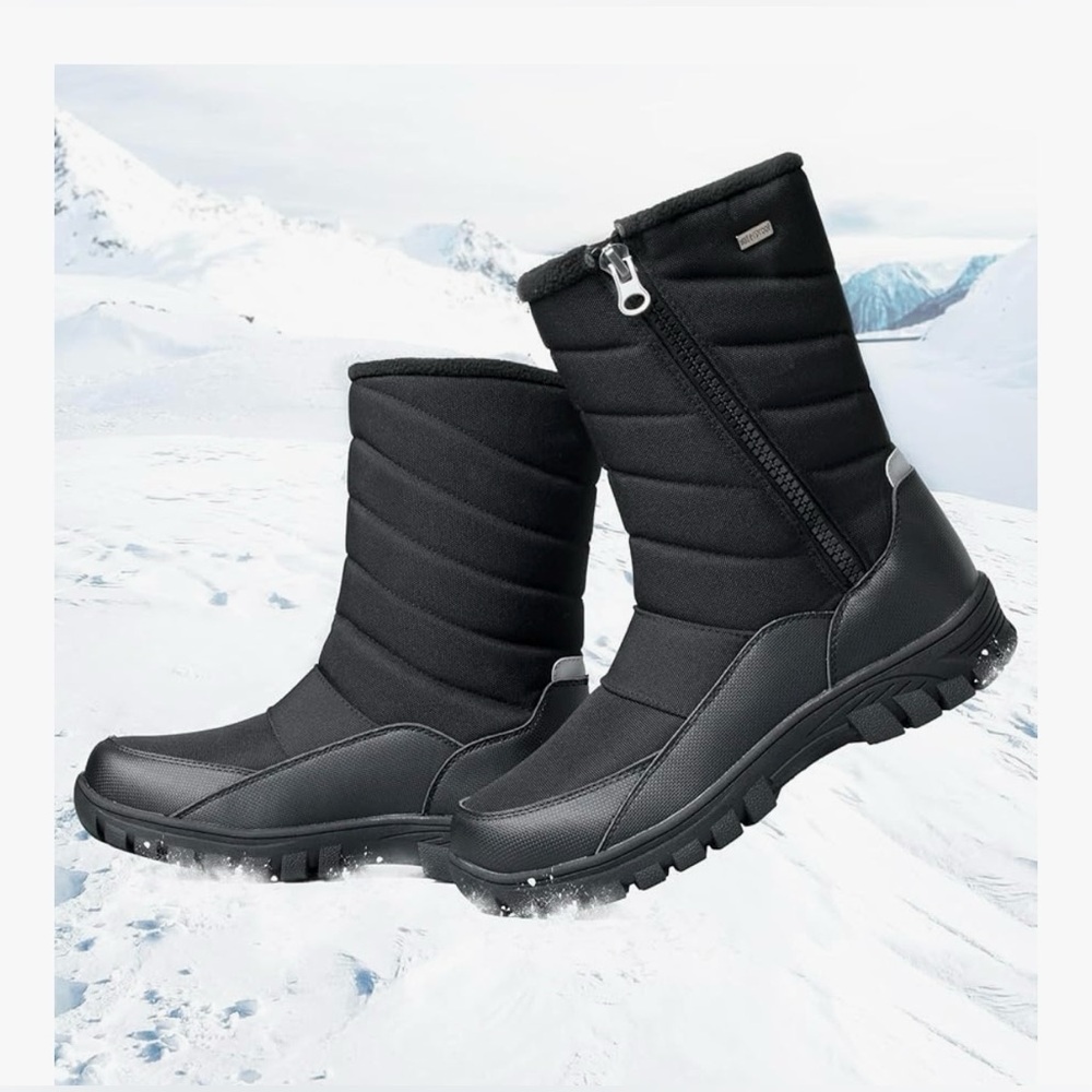 Men’s winter snow boots waterproof insulated mid-calf boots fur lined NWOT!